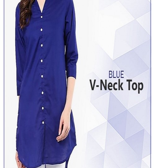 Blue V-Neck Top